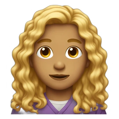 boy with tied long wavy hair sticker