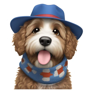 Bernedoodle with knoxville smokies hat and scarf sticker