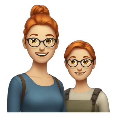 two nordic women designers being jolly, one with reddish hair, a ponytail and no glasses and the other with dark brown, medium short hair and glasses sticker