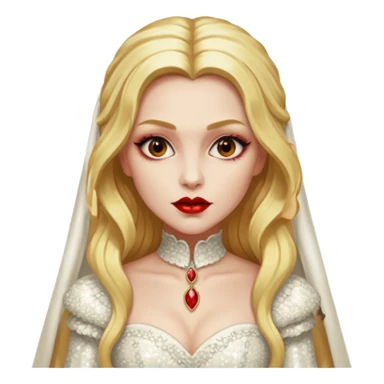 Marishka, Bride of Dracula from Van Helsing with long golden blonde hair, ivory sequin outfit sticker