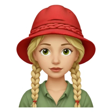 messy green clay mask and red tourist hat blond braided woman sticker