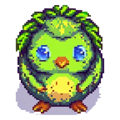 cute lively kiwi with face, arms and legs, pixel art style sticker