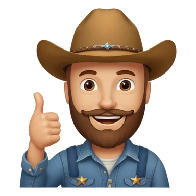 Bald country guy wearing a cowboy hat with a beard that’s brown kinda old holding his thumb up and smiling sticker