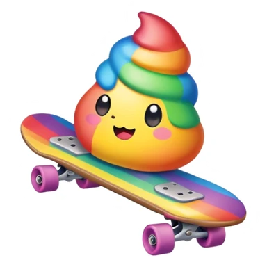 rainbow kawaii Poop skateboarding  sticker