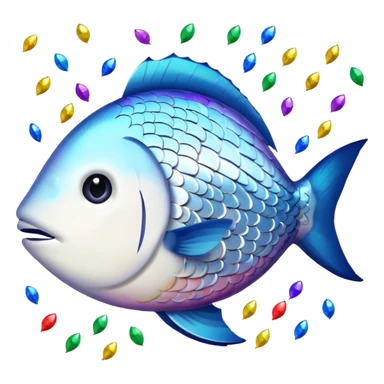 white fish surrounded by confetti sticker