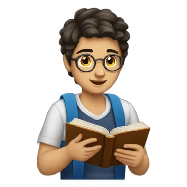 Armenian teenager reading book sticker