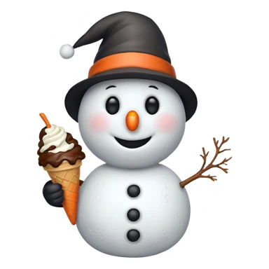 snowman with ice cream  sticker