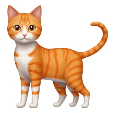 full body solid orange domestic shorthair slim cat with yellow/orange eyes playing sticker