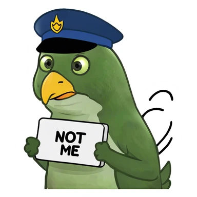eagle holding sign that says “not me” sticker