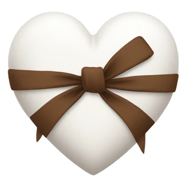 A white heart with a brown bow sticker