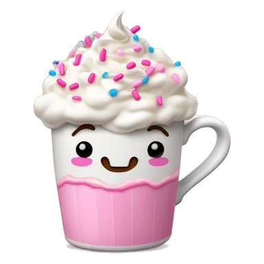 Coffee mug with whipped cream and pink sprinkles on top sticker
