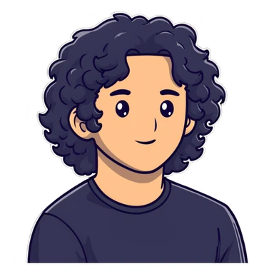 guy with long and curly hair sticker
