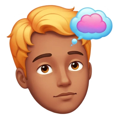 a dude dreaming of something cool, expressive face, dreamy thought bubble, vibrant colors sticker