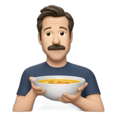 Ted lasso eating chicken soup  sticker