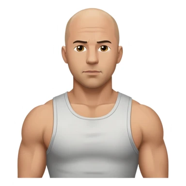 Dominic Toretto from Fast and Furious with bald head and muscle shirt sticker