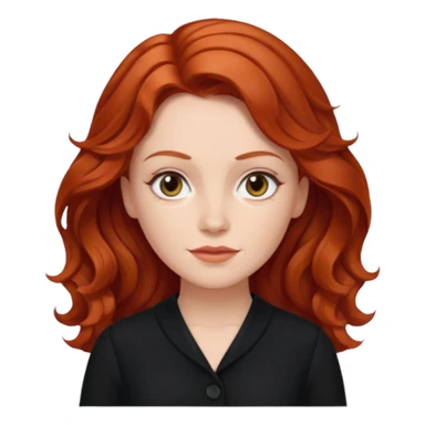 Julia Grant from Summer of Fear with medium red wavy hair, black outfit sticker