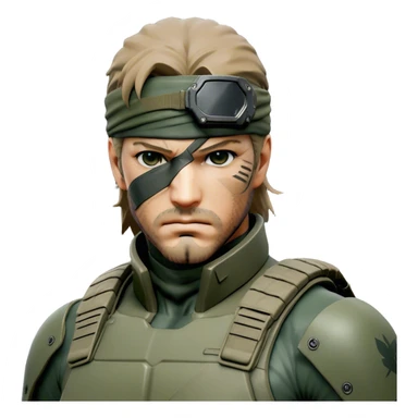 Cinematic Realistic Metal Gear Solid Snake Soldier Portrait, depicted with steely determination and tactical precision. Clad in intricately detailed combat attire in consistent muted greens, browns, and blacks, his rugged, weathered features and piercing eyes exude relentless resolve. Rendered with lifelike texture and dramatic, natural lighting, high shine, noble and stealthy, capturing the essence of a legendary soldier operating in the shadows. sticker