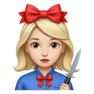Photo of a killer girl with a knife and a graphic bow in her hair sticker