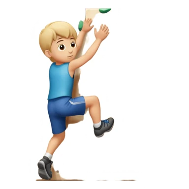 Young boy climbing on climbing wall  sticker
