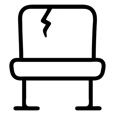 abstract damaged football seat, minimal white outline, modern, inspired by Airbnb category icons sticker