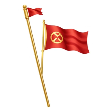 Red flag with gold pole sticker