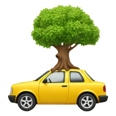 car with tree growing out of it  sticker
