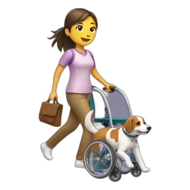 girl on a wheelchair, walking a dog sticker