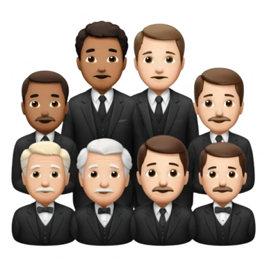 Generate in realistic style Franklin, Edison, Ford in the first row, Einstein, Jobs and Musk in the second behind them. png on transparent background sticker