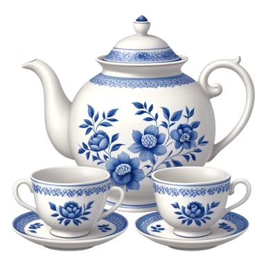 teapot and teacups on a table sticker