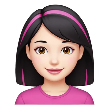 girl with black hair and pink streak by ear sticker