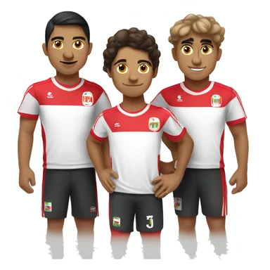 Group of 3 Peruvian friends wearing Peru national team jerseys sticker