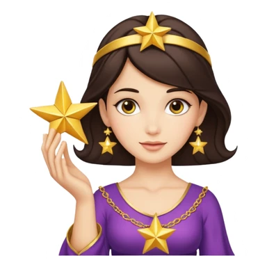 brunette female genie holding a star  sticker