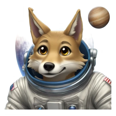 A coyote in outer space sticker