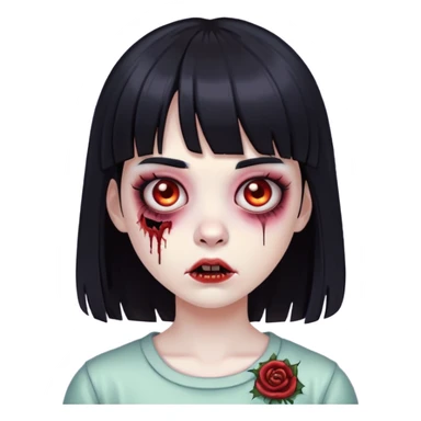 girl zombie with black hair and bangs sticker