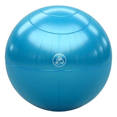 3D render of Yoga Ball made of shiny inflatable vinyl, visible seam lines, air valve, highly reflective plastic texture, pool toy aesthetic. sticker