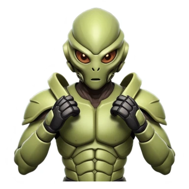 insectoid alien MMA fighter portrait, head and shoulders only, armored exoskeleton skin, sharp eyes, combat gloves, aggressive stance, 3D cartoon, mobile game icon style, clean background, no text, no watermark
 sticker