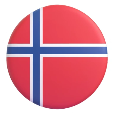 Norwegian flag of Norway circular 3D icon, dimensional, no text sticker