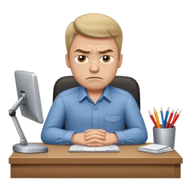 Annoyed worker working at a desk sticker