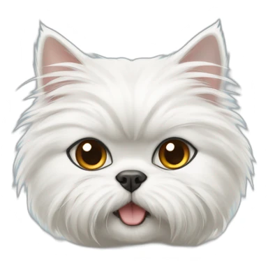white persian cat with a yorkie dog sticker
