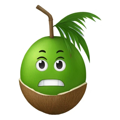 Only a green coconut with a straw, without any leaves sticker