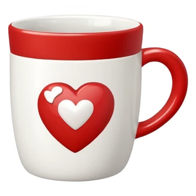red mug with white heart sticker