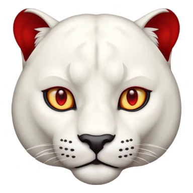 white panther emoji, with deep but bright red eye's. As one would see on discord, that looks like Samuel Ayers from "The Smoke Room". sticker