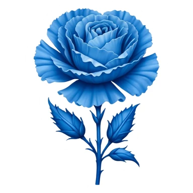 a tattoo design featuring a life like blue carnation flower without the stem and the number 14 sticker