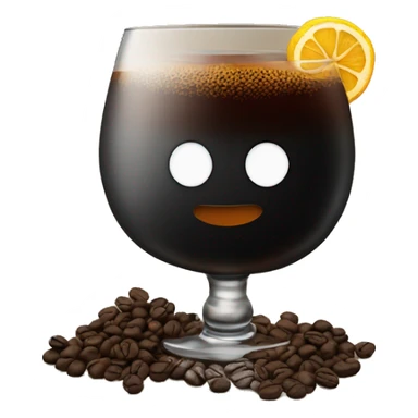 Black cocktail with coffee beans on the side. no garnish. whiskey glass sticker