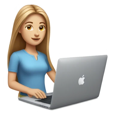 white girl with long straight light brown hair working on macbook sticker