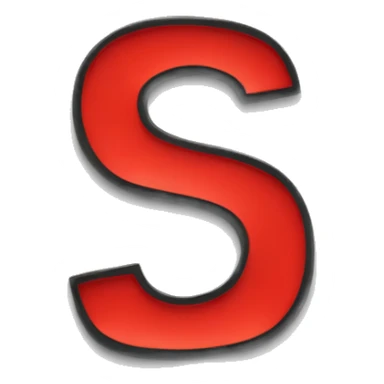 Red letter s in moonlightning font, black outline sticker