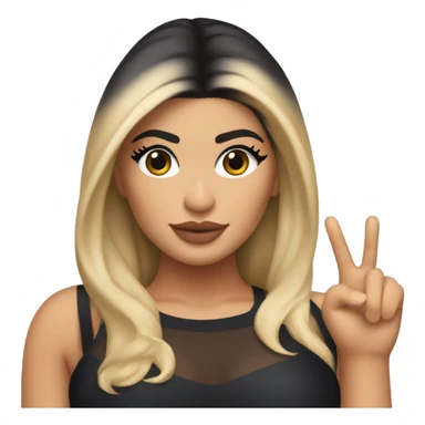Emoji of Kylie Jenner with blonde hair in a black mini dress with bra, confidently pointing forward with a stylish, influencer vibe pointing forward sticker