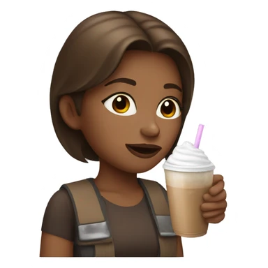 brown haired girl drinking ice coffee sticker