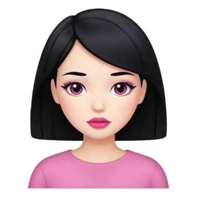 Black hair pink lips blush normal skin  sticker