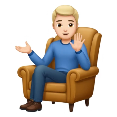 Guy in a chair asking sticker